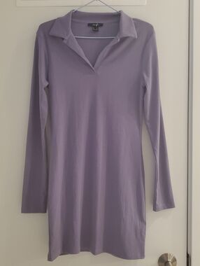 Forever 21 Lavender Polo Collar Bodycon Long Sleeve Midi Dress Size M